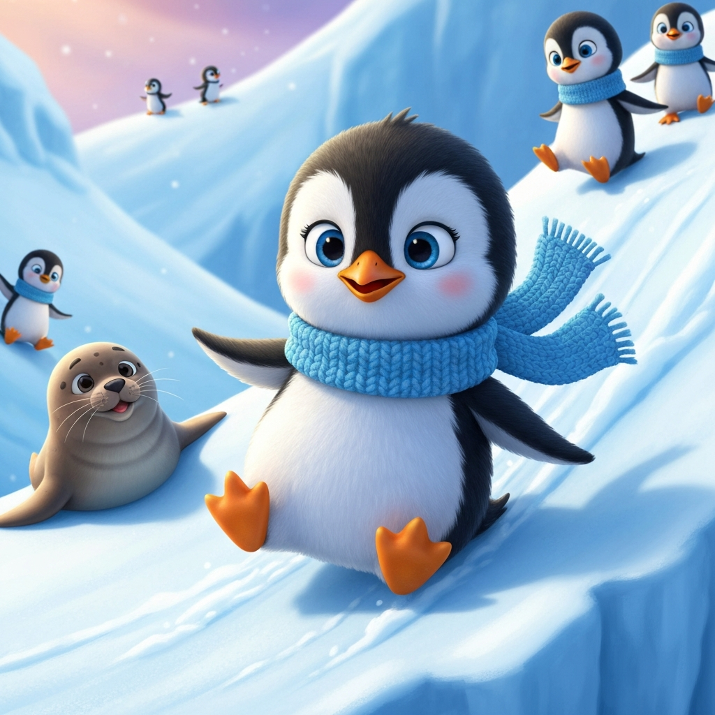Cover illustration for The Shy Penguin and the Winter Friendship